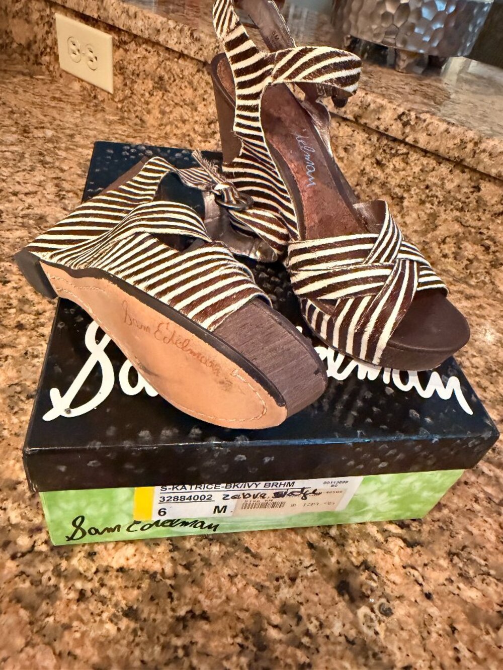 Sam Edelman like new zebra faux hair wedges size 6